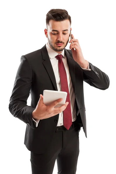 Busy business man multitasking — Stock Photo, Image