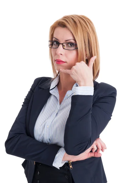 Call us gesture made by business woman — Stock Photo, Image