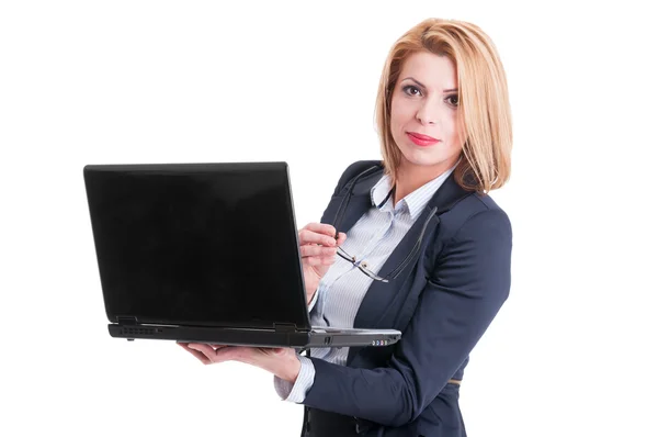 Mujer de negocios quitándose las gafas —  Fotos de Stock