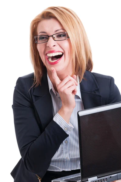 Business woman laughing hard — Stock Photo, Image