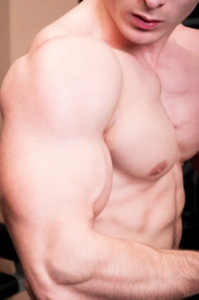 Close up of a strong manly body builder arm — Stock Photo, Image