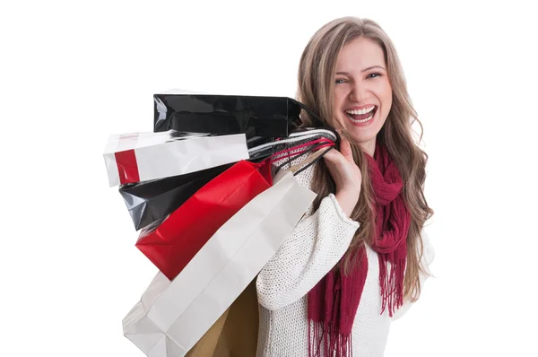 Menina de compras muito feliz — Fotografia de Stock