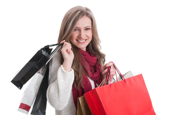 Cute and blonde shopping girl — Stock Photo, Image