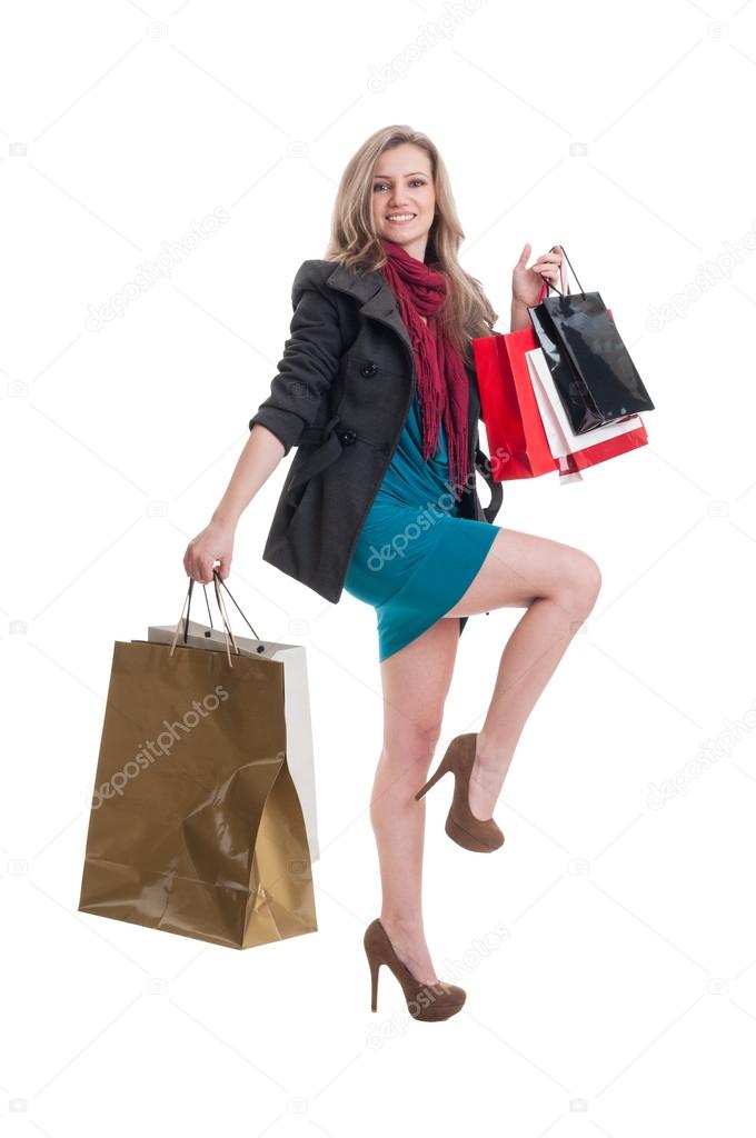 Shopping lady with beautiful legs
