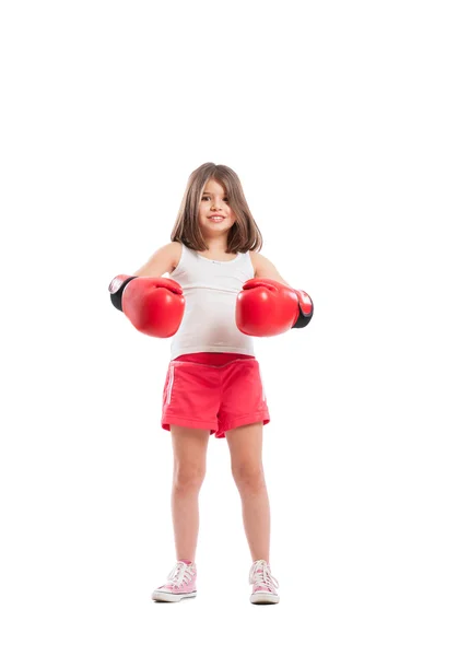 Chica boxeadora sonriendo —  Fotos de Stock