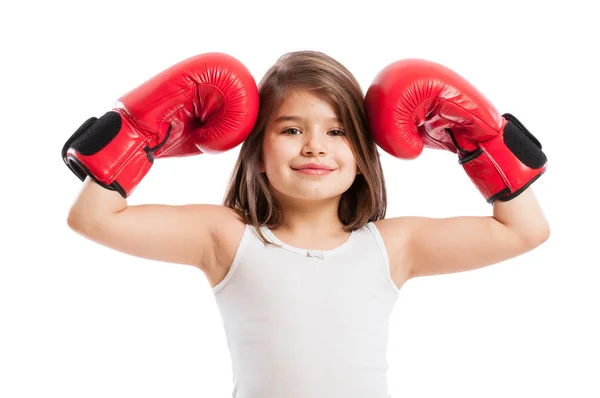 Söt men stark boxer flickan — Stockfoto