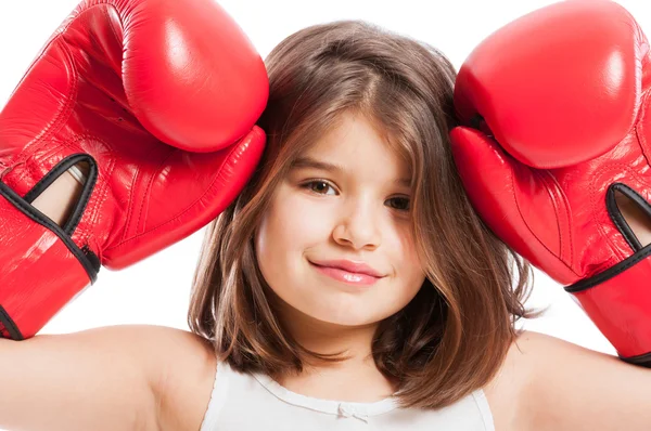 Primo piano di una ragazza carina boxe — Foto Stock