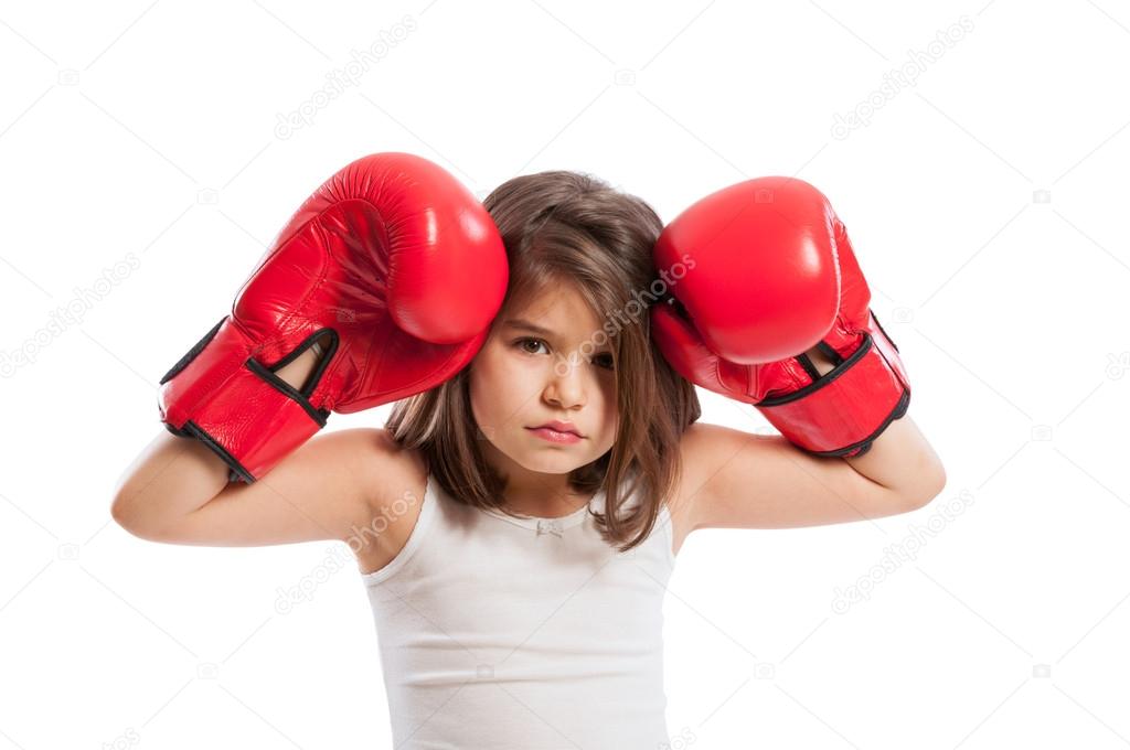 Young and sad boxer girl