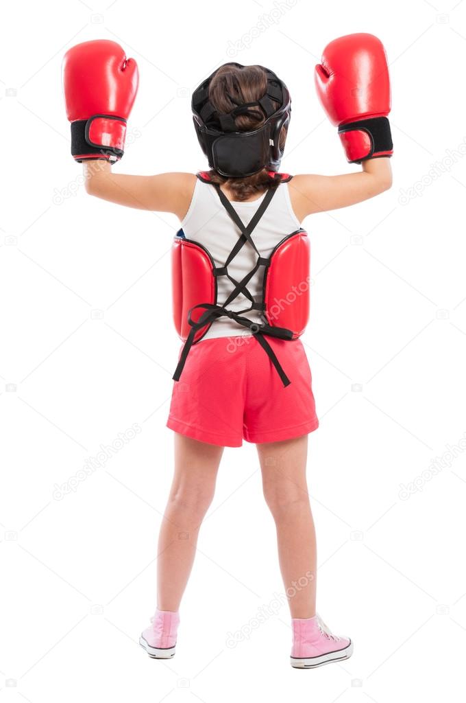 Young boxer girl from behind