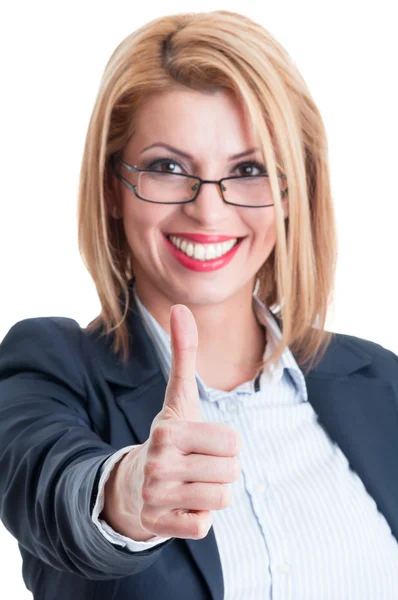 Business lady thumb up — Stock Photo, Image