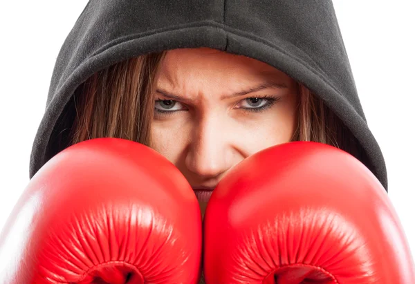 Sporty and beautiful female boxer — Stock Photo, Image