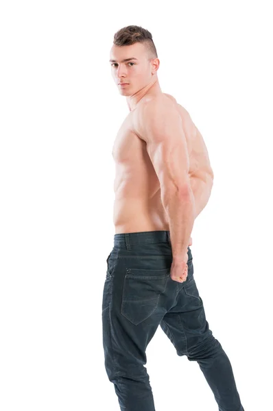 Genç, kas ve gömleksiz erkek modeli — Stok fotoğraf