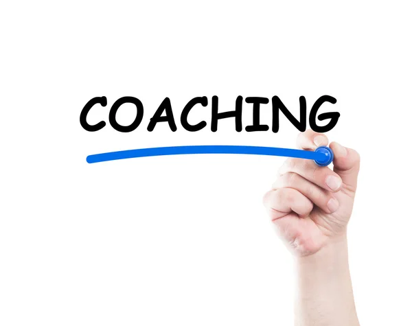 Texto de coaching sublinhado à mão com marcador — Fotografia de Stock