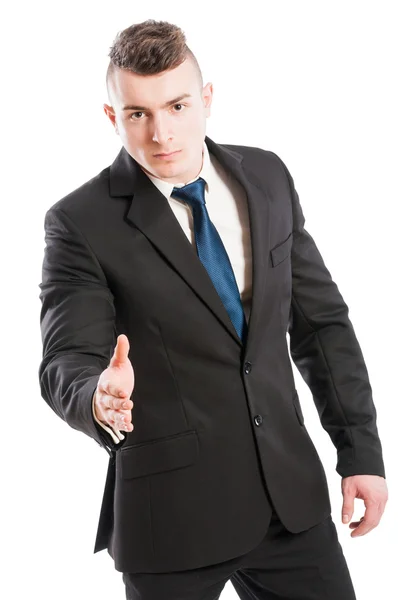 Business man giving hand for handshake — Stock Photo, Image