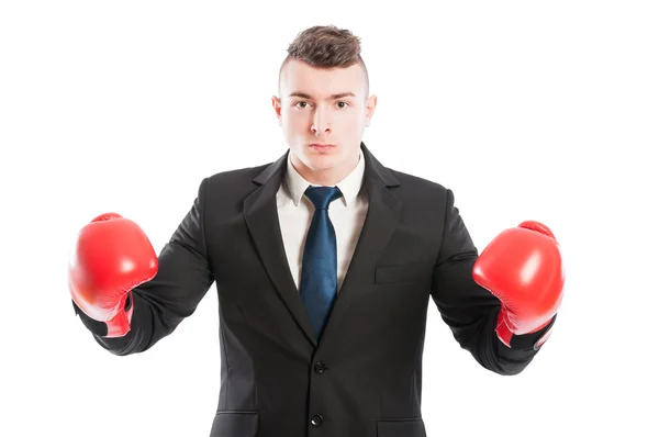 Business man challenging competitors — Stock Photo, Image