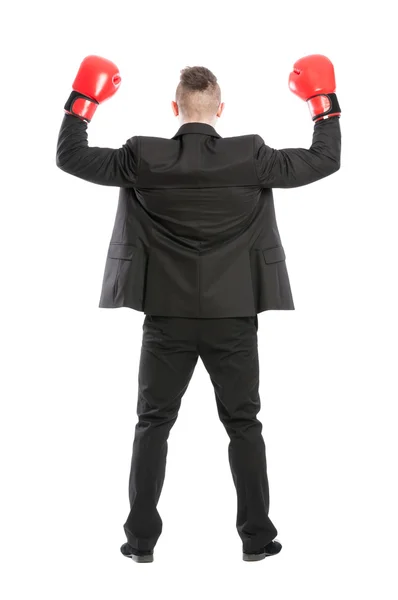 Business man winner posing from behind — Stock Photo, Image