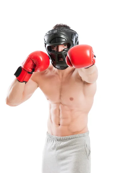 Boxer in fighting position — Stock Photo, Image