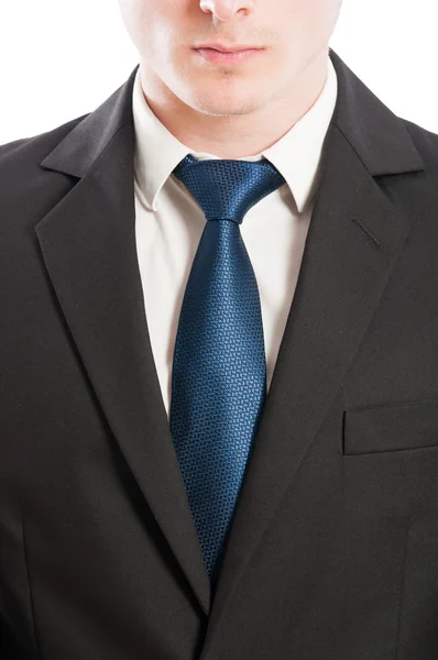 Business man stropdas, witte kraag en zwarte pak. — Stockfoto