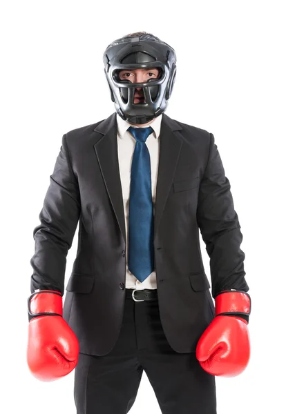 Uomo d'affari protetto pronto per i concorrenti — Foto Stock