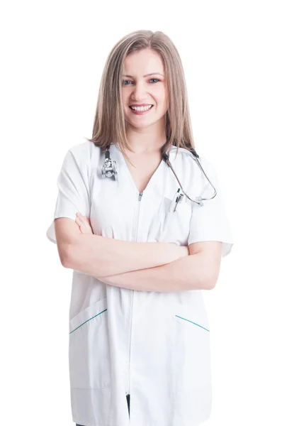 Mujer joven y confiada médico sonriendo —  Fotos de Stock