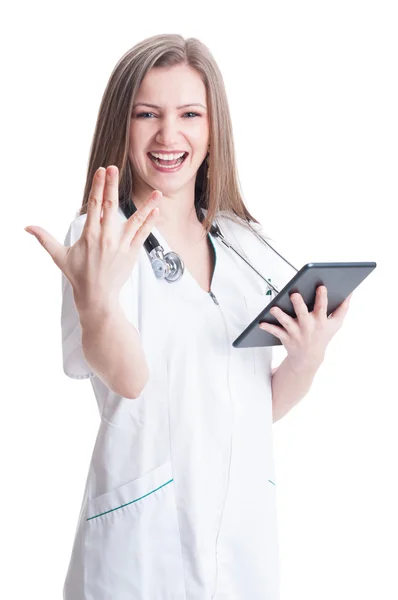 Female doctor ready for proctological or gynecological exam — Stock Photo, Image