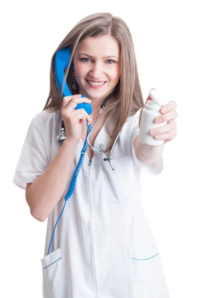 Contact hospital or clinic for refill of pills — Stock Photo, Image