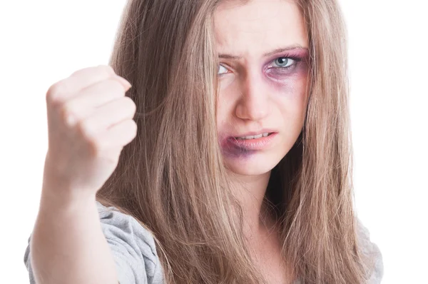 Abuse woman fighting back — Stock Photo, Image