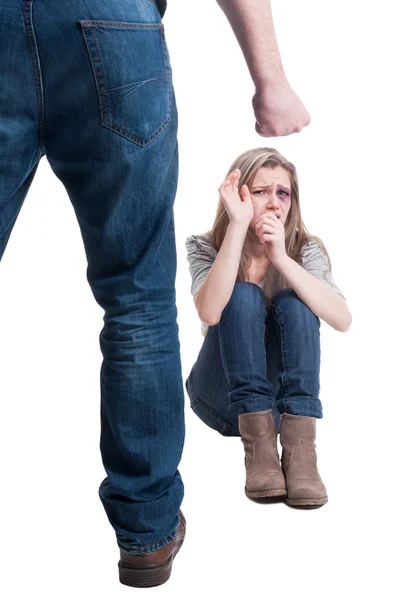 Scared and beaten wife or girlfriend — Stock Photo, Image