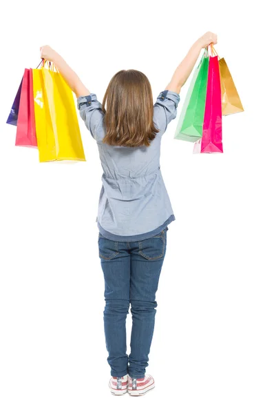 Junges Shopping-Girl von hinten stehend — Stockfoto