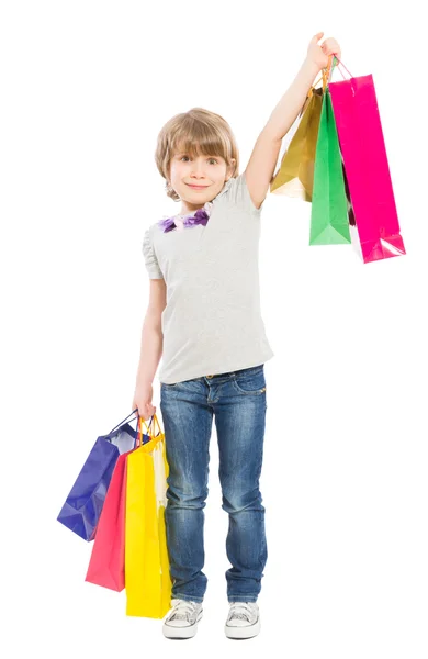 Młoda dziewczyna zakupy z torby na zakupy — Zdjęcie stockowe