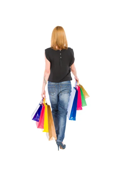 Shopping Frau Blick von hinten — Stockfoto