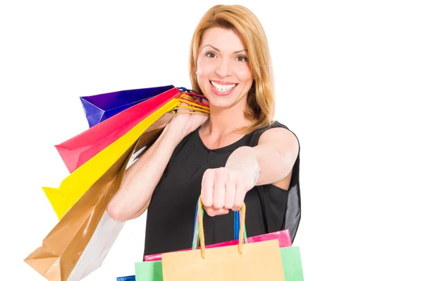 Vrolijke vrouwelijke shopper — Stockfoto