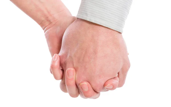 Manliga och kvinnliga händer tillsammans — Stockfoto