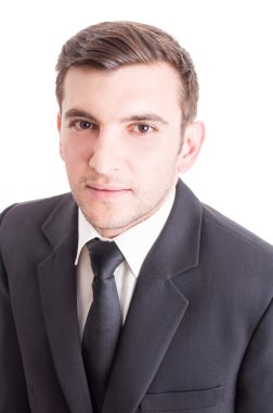 Beyaz backrgound üzerinde emin muhasebeci
