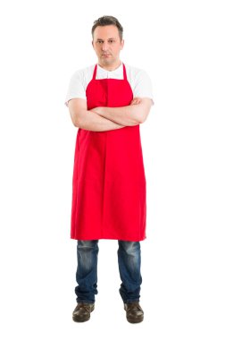 Kendine güvenen kasap ya da süpermarket alt