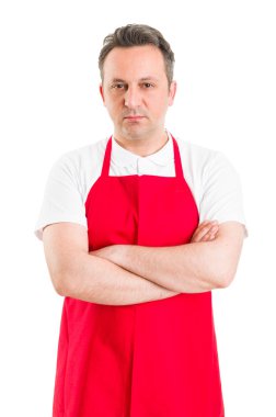 Kendine güvenen kasap ya da süpermarket çalışan