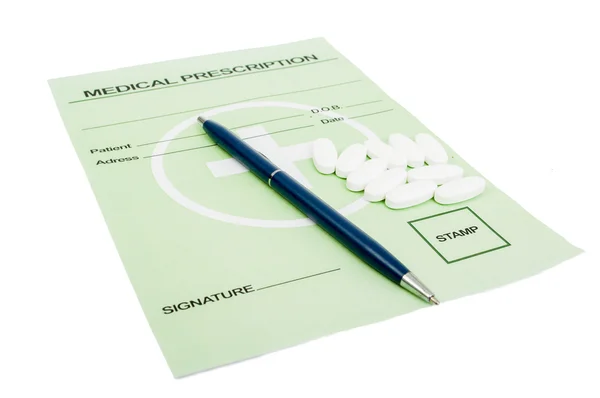 Rx paper with pills — Stock Photo, Image