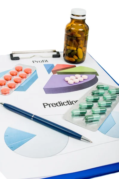Profit and prediction for pills companies — Stock Photo, Image