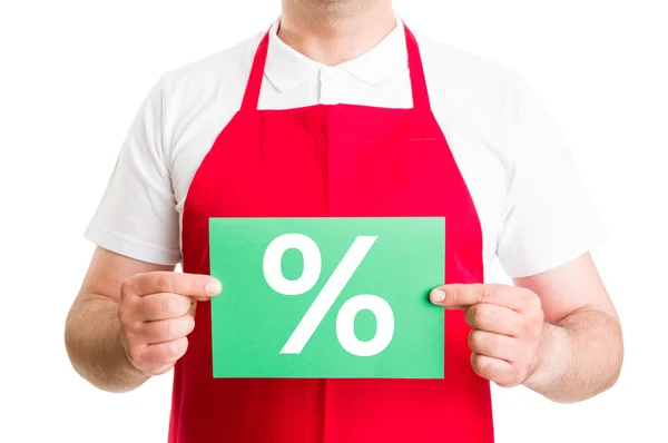Green discount sign or symbol — Stock Photo, Image