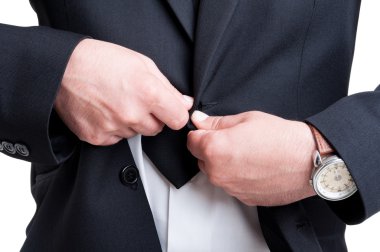 Zengin bir iş dostum kadar düğmelerini veya unbuttoning elbise