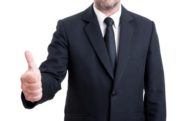 Anonymus business man showing thumb up — Stock Photo, Image