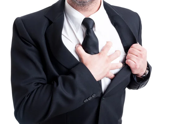 Elegant man having chest pain and heart attack — Stock Photo, Image