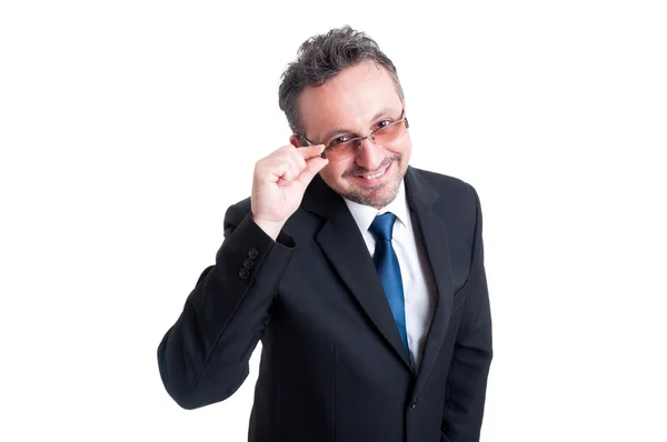 Uomo d'affari intelligente e intelligente con occhiali — Foto Stock