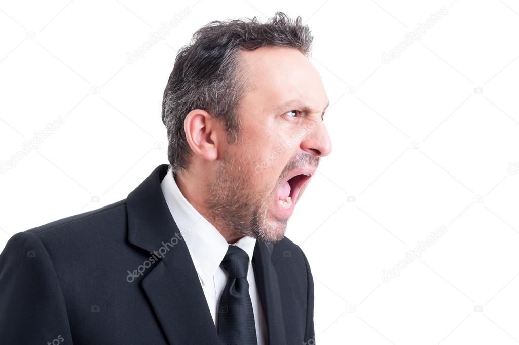 Angry stressed business man shouting