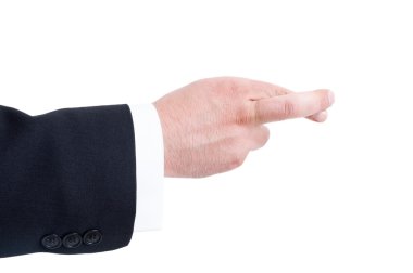 İş adamı el ile kenetlenmiş parmaklar