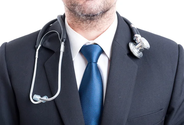 Medicul de sex masculin cu costum și stetoscop — Fotografie, imagine de stoc
