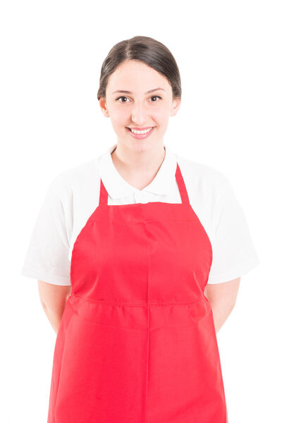 Happy and friendly supermarket employee