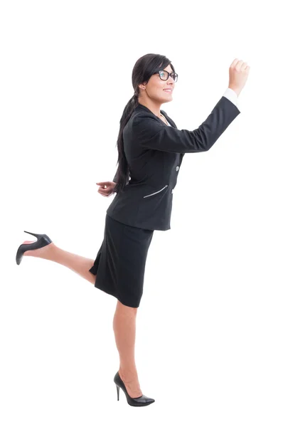 Business woman running happy — Stock Photo, Image