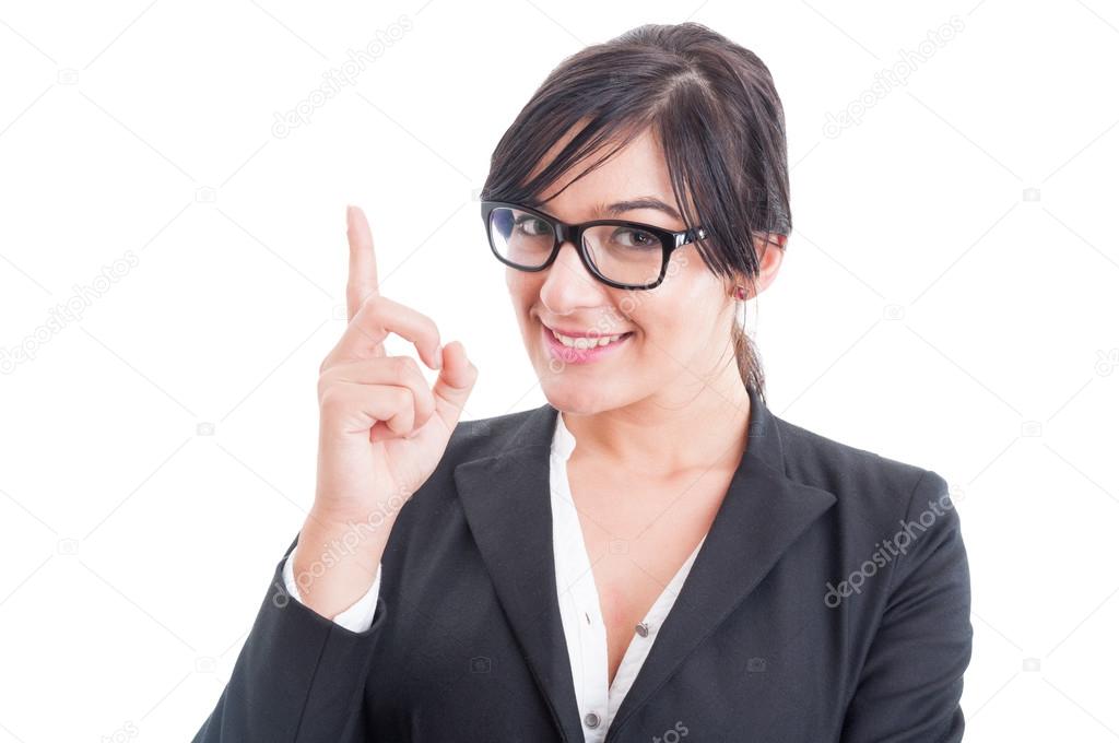 Business woman poiting finger up or having an idea