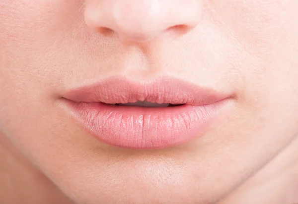 Hylauronic acid or botox female lips — Stockfoto